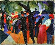 August Macke A Stroll on the Bridge painting